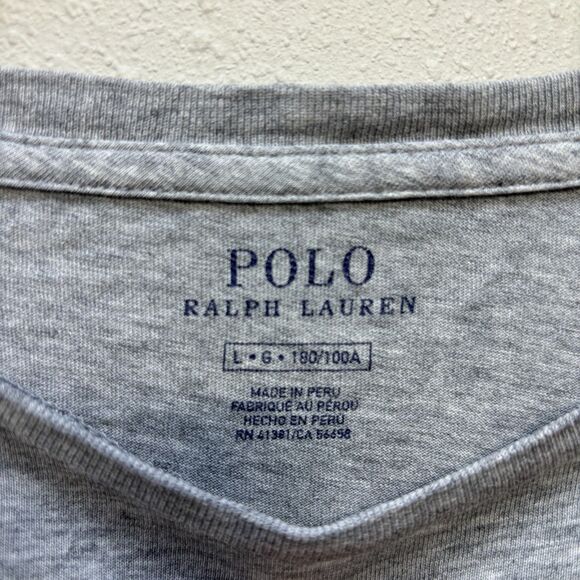 Polo Ralph Lauren Number 3 Gray Large Horse T-Shirt Men's Sz L - Picture 3 of 4